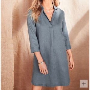 Garnet Hill 8 Dress Collared Popover Blue Gray